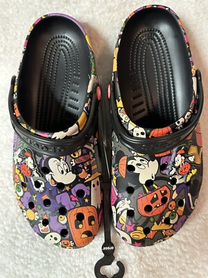 Disney Parks 2022 Happy Halloween Mickey Pumpkin Adult Clogs Crocs Size  11