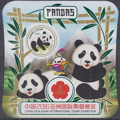 B566. Sierra Leone - MNH - 2016 - Fauna - Wild Animals - Pandas - Bl ...