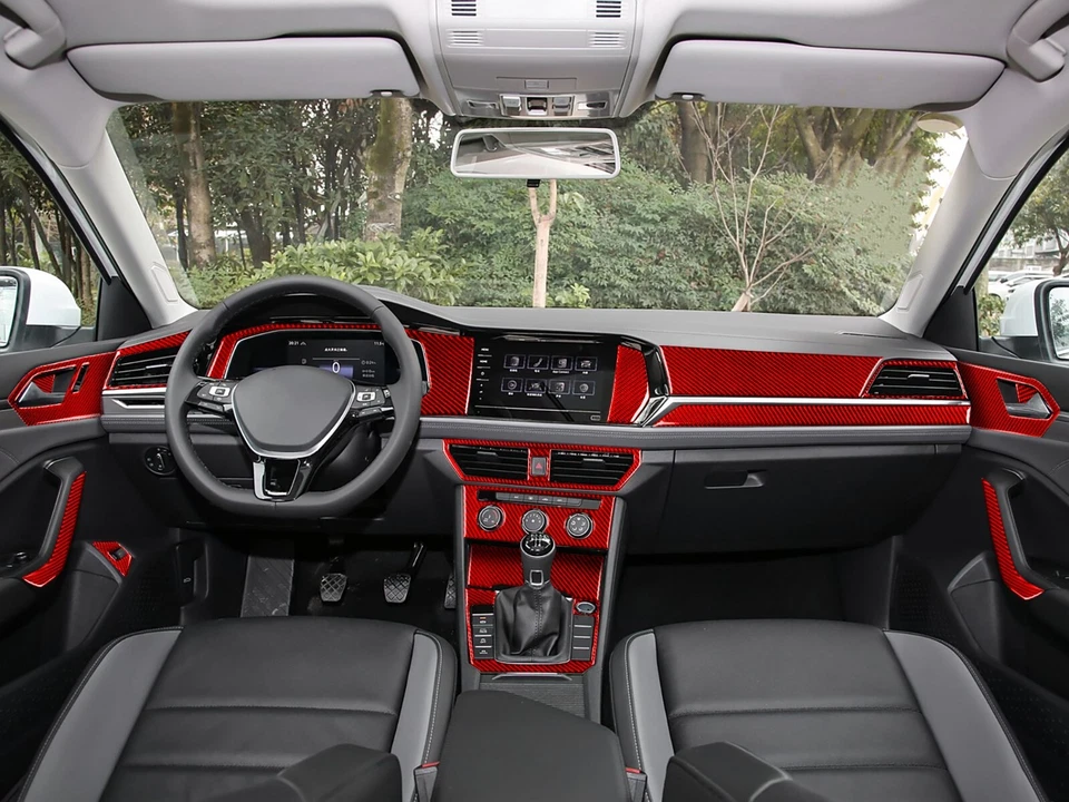 37 комплектов красной внутренней отделки из углеродного волокна для VW Jetta MK7 2019-2023 - Изображение 3 из 4