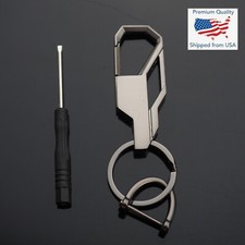 Men Women Keychain Clip On Waist Bag Belt Ring Key Fob Holder Gun Metal Black