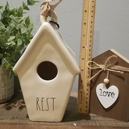 RAE DUNN weiß REST Keramik VOGELHAUS Nest SCHRÄGES DACH brandneu ~ KOSTENLOSER VERSAND! - Bild 2 von 10