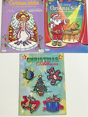 Lot (3) Schaum Elementary CHRISTMAS Piano Sheet Music w/ Words Solo Album Books