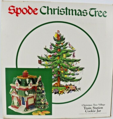 2002 Spode Christmas Tree Village train Station Cookie Jar | eBay