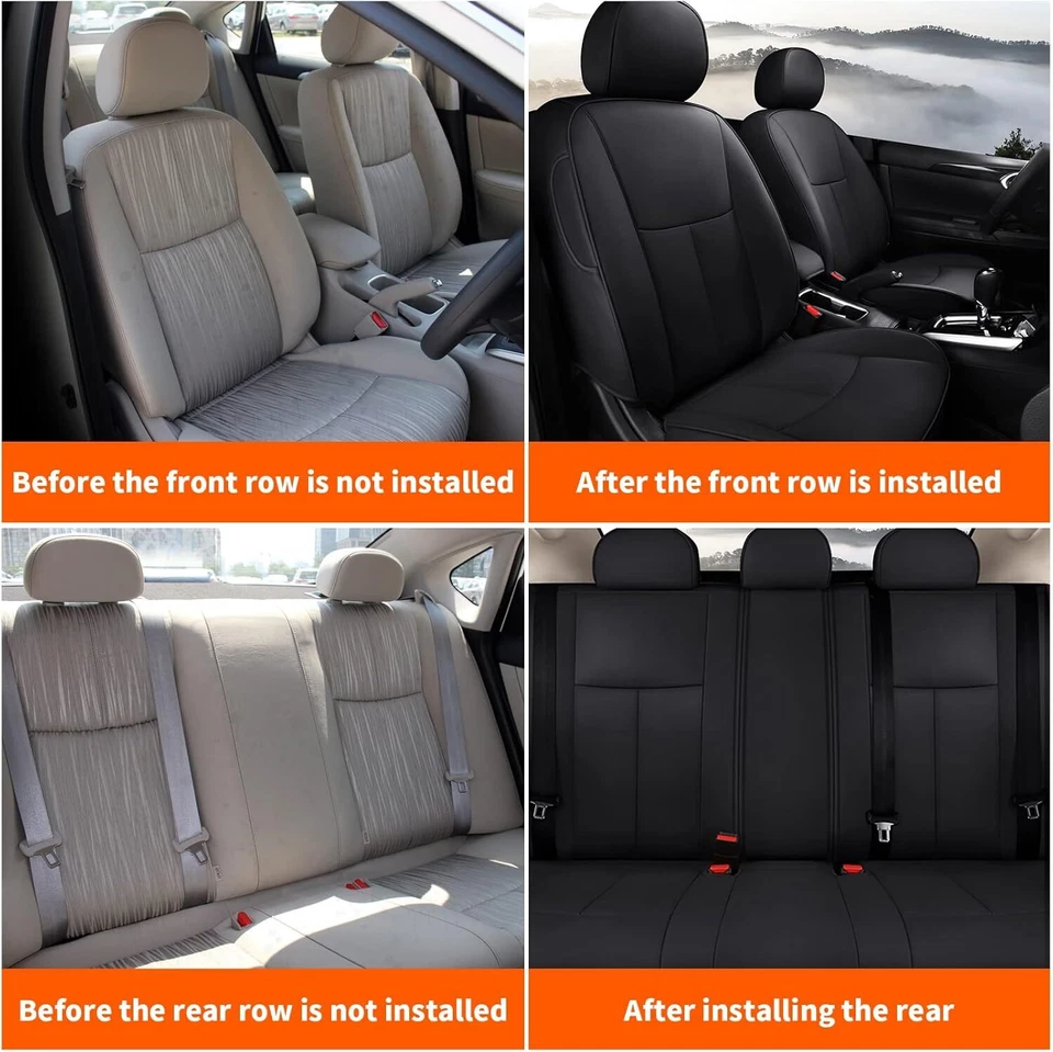 For Nissan Sentra 2013-2019 Car 5-Seat Covers Front&Rear Faux Leather Cushion - Изображение 4 из 4