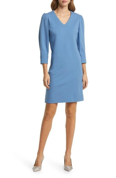 Vestido Vaina Boss Hugo Boss Mountain Azul Distany Manga Abullonada Talla 18 $495