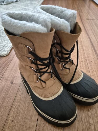 Sorel Caribou Winter Snow Boots Waterproof Leather Rubber Sole Warm Lined