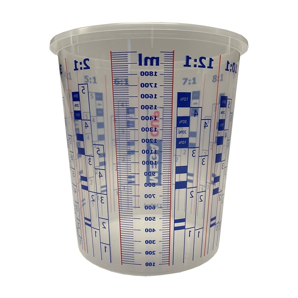 Reusable 2240ml Clear Plastic Mixing Cup (Calibrated 1900ml) 100pk No Lid