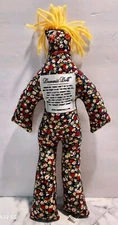 Dammit Doll ,Floral Print Blue ,Yellow Hair, Stress Relief, Looks New,12" 