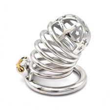 Stainless Steel Male Chastity Device Metal Cage Long Men Lock Belt Restraint 328