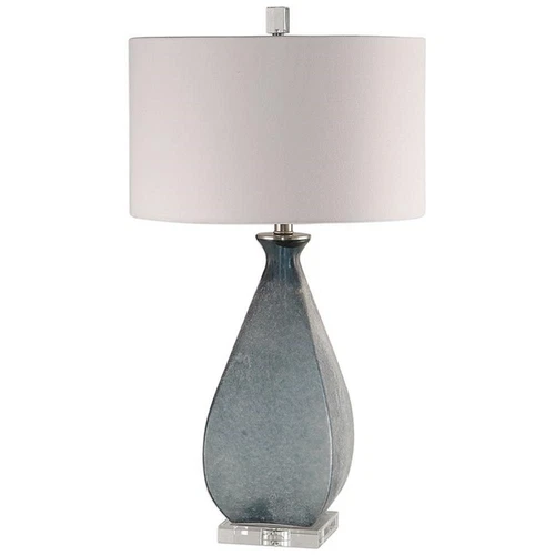 Uttermost Atlantica Steel Crystal and Glass Table Lamp in Ocean Blue and White - Picture 3 of 6