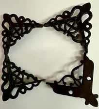 Set of FOUR Window Screen Corner Brackets Antique Cast Iron Early 1900's Vintage
