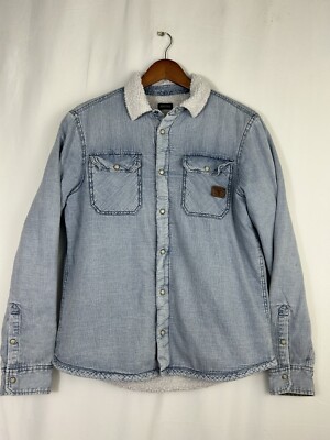 David Bitton Buffalo Men's Sherpa Fleece Lined Full Snap Blue Jean Jacket  medium | eBay