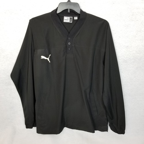 PUMA 2-Button V-Neck Lightweight Long Sleeve Activewear Jacket Black Size Large - 第 1/8 張圖片