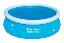 BESTWAY 12 FT OUTDOOR EASY FAST SET SOLAR SWIMMING POOL COVER GARDEN SUN HEAT