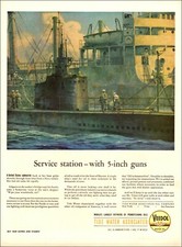 1944 WW II AD VEEDOL Motor Oil art Submarine with Tender by Anton Fischer 122221