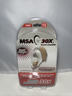 MSA 30X Sound Amplifier Ear Aid Rapid Rechargeable With Rapid Charger New Sealed