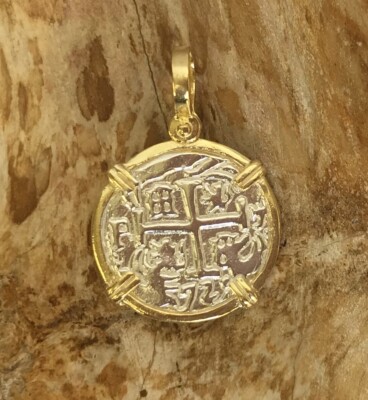 ATOCHA Münzanhänger GP über 925 Sterling Silber versunkener Schatz Schmuck