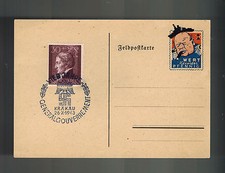 1943 Krakow Germany GG Poland Postcard Card Cover Churchill Cartoon
