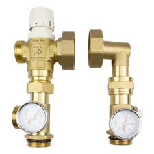 Festwertregelset für Fußbodenheizung ohne Pumpe Messing Mischventil Afriso UM-1