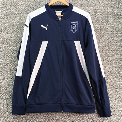Italia FIGC Puma Sweatshirt Track Jacket Blue Mens Sz M Soccer Futbol Italian