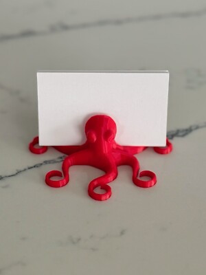 3D Printed Red Octopus Business Card Holder! Great Gift!