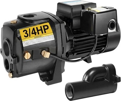 Acquaer Shallow/Deep Well Jet Pump, Cast Iron Convertible Pump with Ejector Kit,