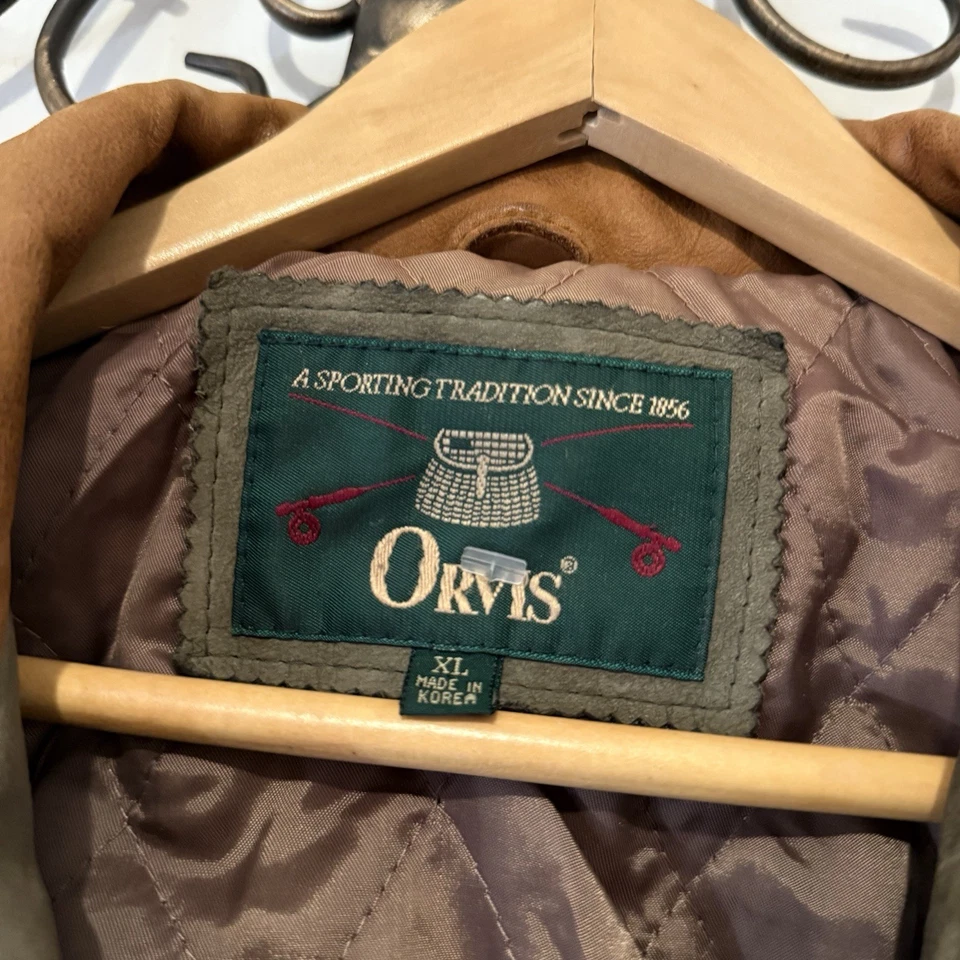 Chaqueta Bomber Heritage De Colección Años 90 Orvis Cuero Gamuza Tostado Para Hombre’s XL Foto 4 de 4