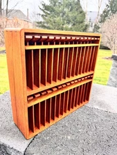 Vintage Kalmar Designs Cassette Tape Holder Teak Wood 30 Tapes Eject Button MCM