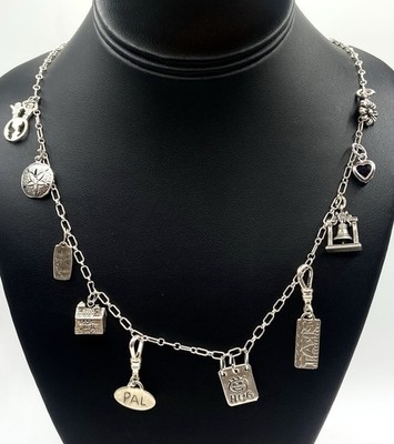 Sterling Silber / 925 Kette mit süßen 10 Charms Halskette