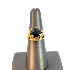 Lady's 14K Yellow Gold Synthetic Onyx Stone Ring 5.3g Size: 7.25 GO GO1059663