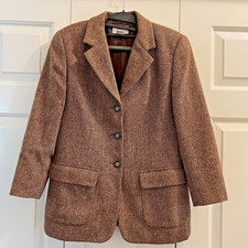 Talbots Brown Italian Wool Blazer Size 8 Petite Classic City Workwear