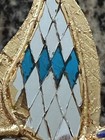 Vintage Mirror & Blue Mosaic Tile Gold Butterfly Ornament Wall Hanging Thailand — photo 6