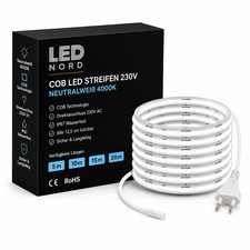 LED 230V COB Streifen 4000K Nieuwtralweiß 5/10/15/20m 10W 1000lm dimmbar trennbar