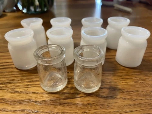 Small Vintage Milk Glass Jar Collection, 8 White, 2 Hazel Atlas Clear
