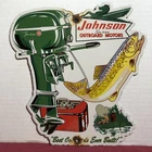 VINTAGE 1954 DATED JOHNSON SEAHORSE BOAT MOTOR 10” PORCELAIN SIGN GAS OIL