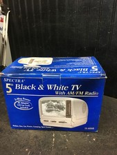 Spectra 5 Black White TV With AM/FM Radio Model 58-BWR Car/Camping/Traveling