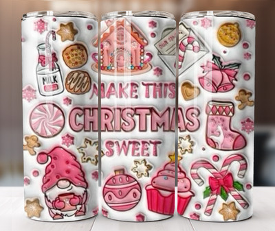 Make This Christmas Sweet Pink 20oz Tumbler Cute Holiday Pastel Aesthetic Cup