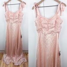 Lulus Best Memories Blush Pink Organza Tie Strap Maxi Dress Gown NEW Medium