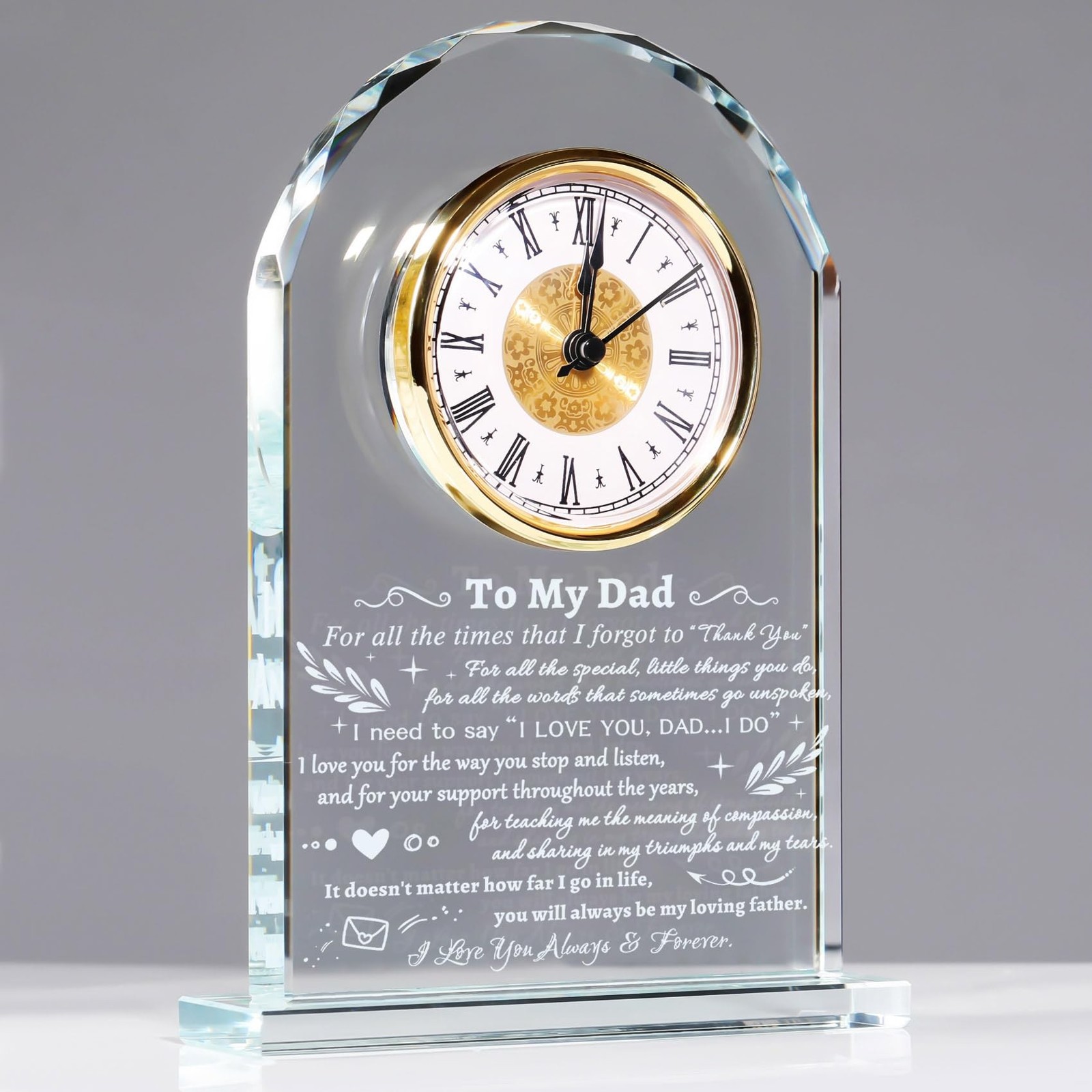 YWHL To My Dad Clock Gifts from Daughter Son, Laser Engraving Glass Clock Gif...