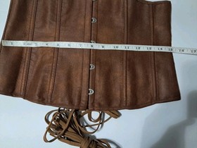 Women's corset with laces, metal hooks and flexible boning, brown.XL