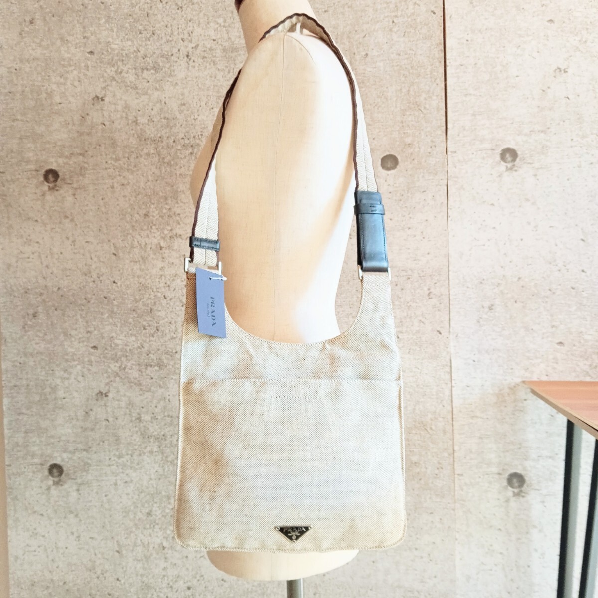 Prada 99s Canapa Shoulder Bag Canvas Vintage Authentic thumbnail 3