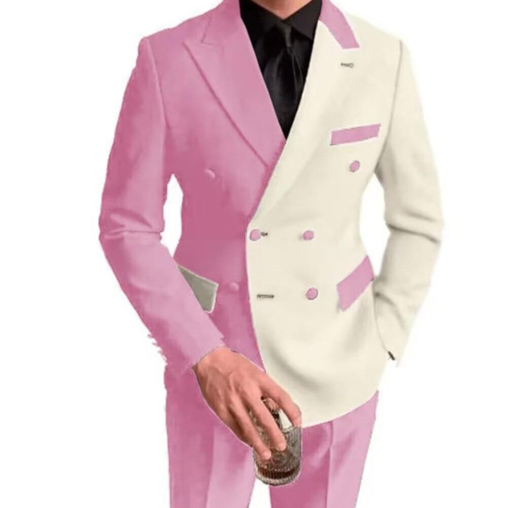 Conjunto de dos piezas de traje formal informal de negocios de doble botonadura para hombre