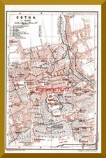 Gotha +alter Stadtplan  von 1909+ Straßenbahnlinien, Kasernen, Schloss