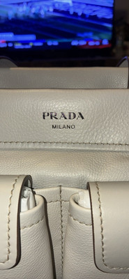 PRADA Milano Route Medium Tote Bag Beige Buckle Closure Double Handles