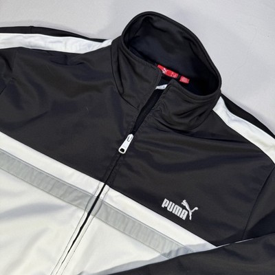 Vintage Y2K PUMA Track Jacket Black & White Full Zip Large Athletic Style