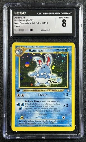 AZUMARILL CGC 8 2000 POKEMON NEO GENESIS 1ST EDITION #2/111 HOLO 7037
