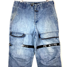 Vintage Marithe Francois Girbaud Denim Jean Size 34 Blue Y2k Cargo Shuttle Tape