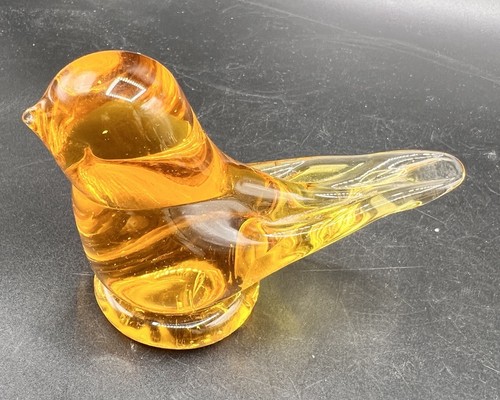 VTG Titan Art Glass Golden Canary Figurine Signed W. Ward ‘90 Yellow 3” Bird
