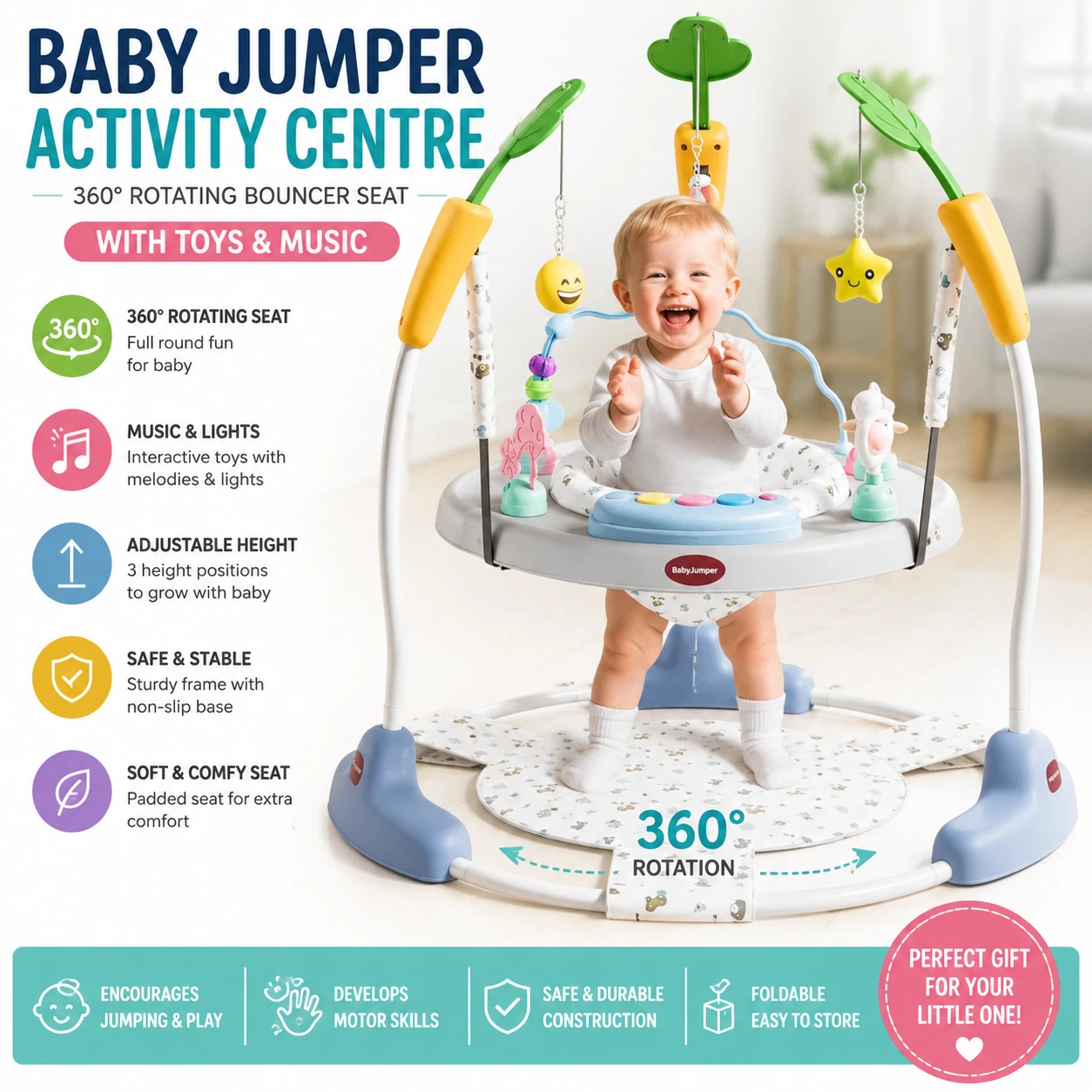 Interactive Baby Jumper Activity Centre 360 Bouncer Seat Musical Toys UK
Opens in a new window or ta