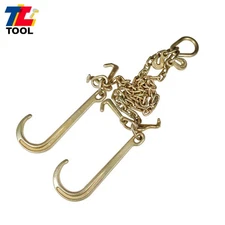 G70 5/16" V-Chain w/15" Large J Hooks,T- Hook J-Hook w/ 3' Grab Hooks